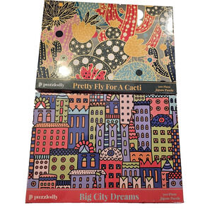 Lot of 2 Puzzledly Pretty Fly for a Cacti & Big City Dreams 500 Pc Puzzles NEW